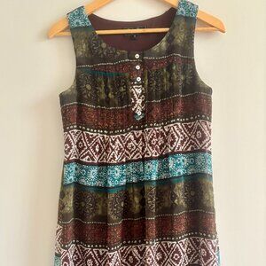 Twyla Blue sleeveless dress Size 6 in browns and greens